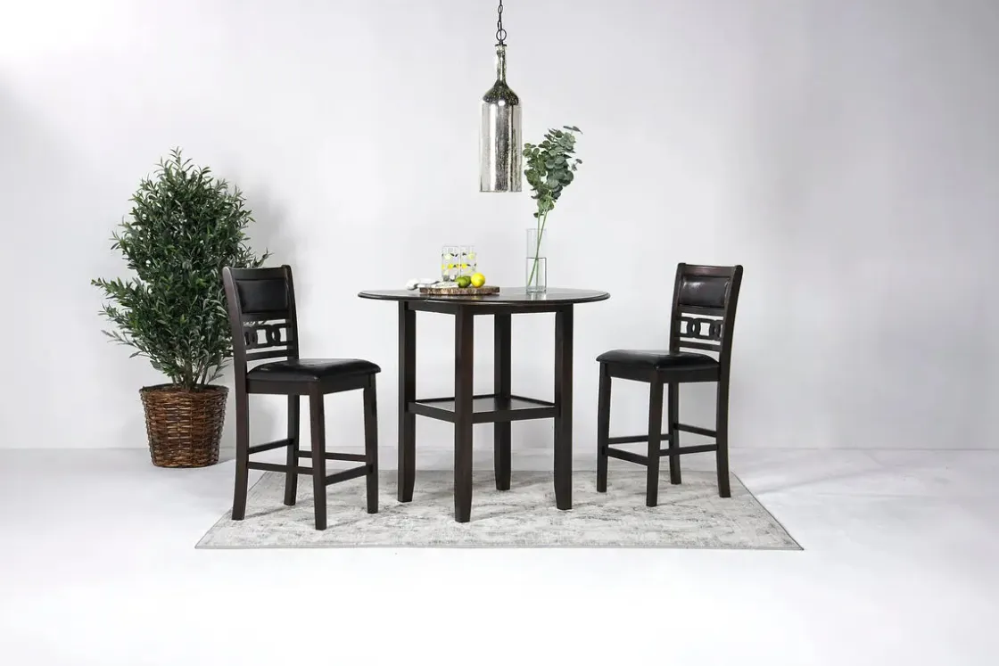 Mor Furniture Gia Counter Height Extendable Round Dining Table & 2 Stools In Gray