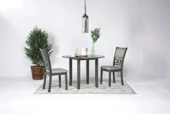 Mor Furniture Gia Extendable Round Dining Table & 2 Chairs In Dark Brown