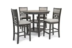 Mor Furniture Gia Round Counter Height Dining Table & 4 Stools In Gray