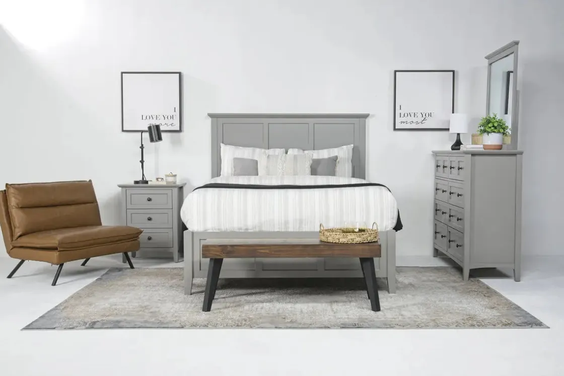 Mor Furniture Grace Panel Bed, Dresser, Mirror & Nightstand In Snowfall, Full