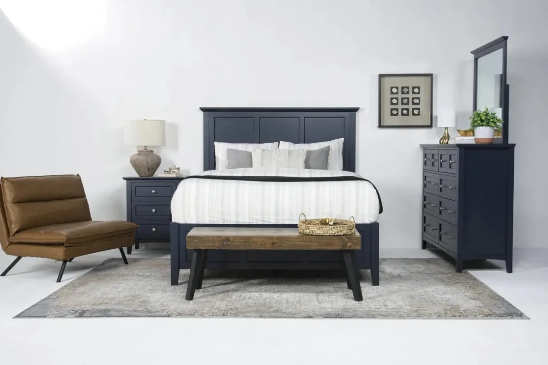 Mor Furniture Grace Panel Bed, Dresser, Mirror & Nightstand In Snowfall, Full