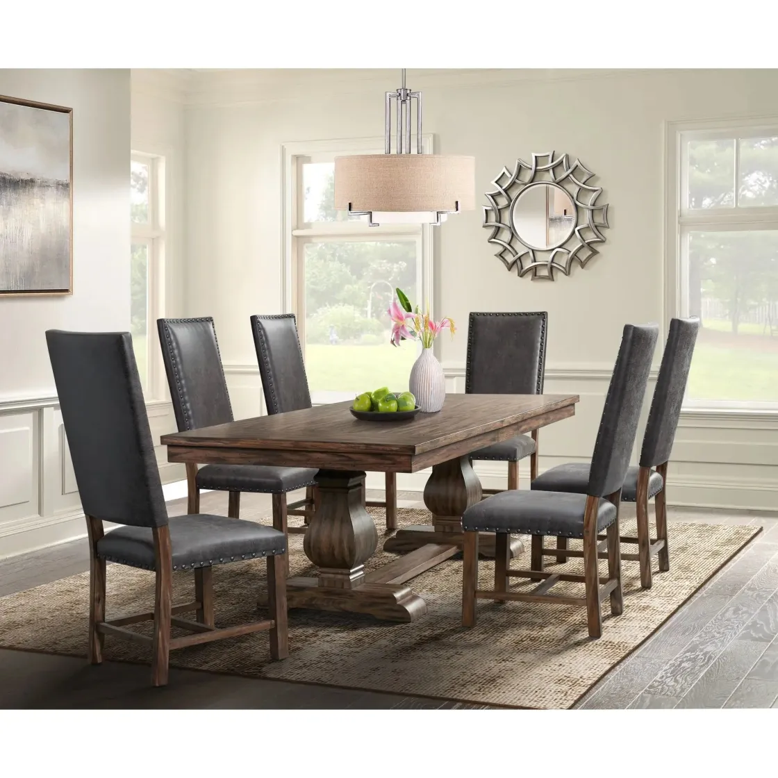 Mor Furniture Gramercy Dining Table & 6 Tall Back Chairs In Walnut