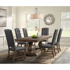 Mor Furniture Gramercy Dining Table & 6 Tall Back Chairs In Walnut