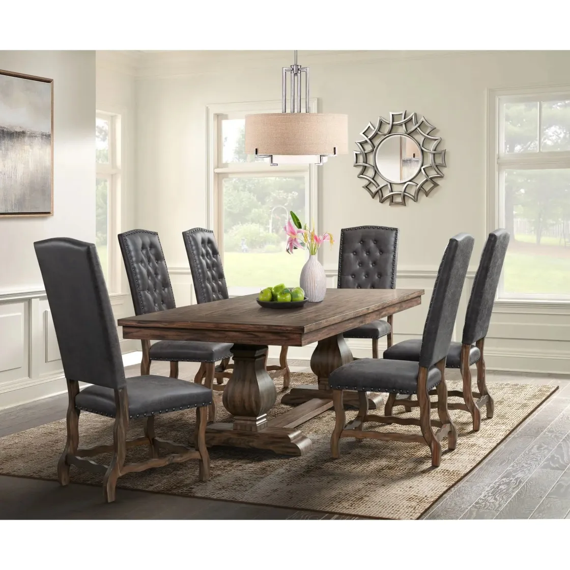 Mor Furniture Gramercy Dining Table & 6 Tall Back Chairs In Walnut
