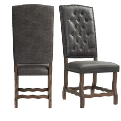 Mor Furniture Gramercy Tufted Tall Back Side Chair In Walnut, Set Of 2