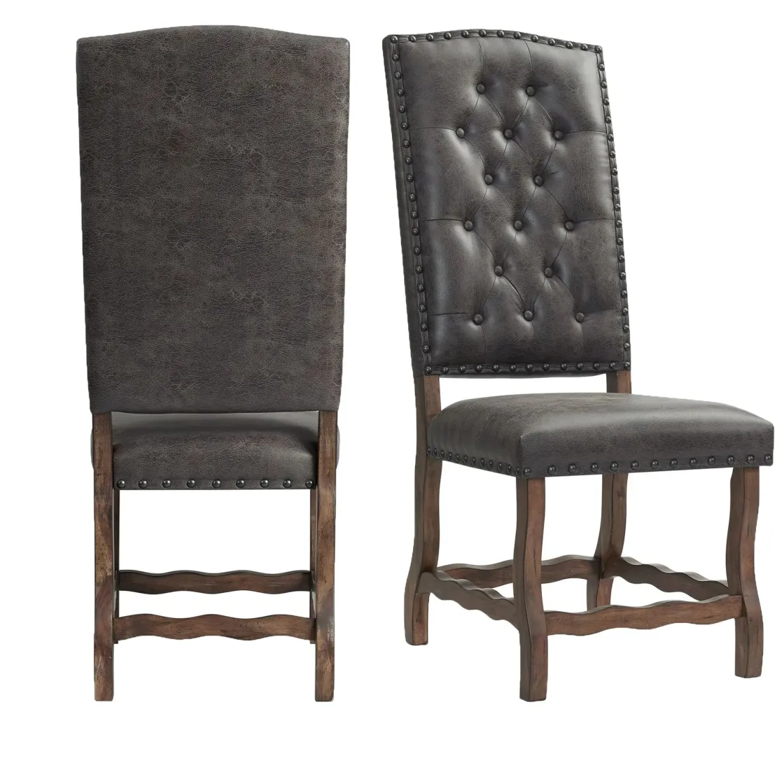 Mor Furniture Gramercy Tufted Tall Back Side Chair In Walnut, Set Of 2