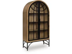 Mor Furniture Gwenwhich Glass Door Chest In Natural Brown/Black