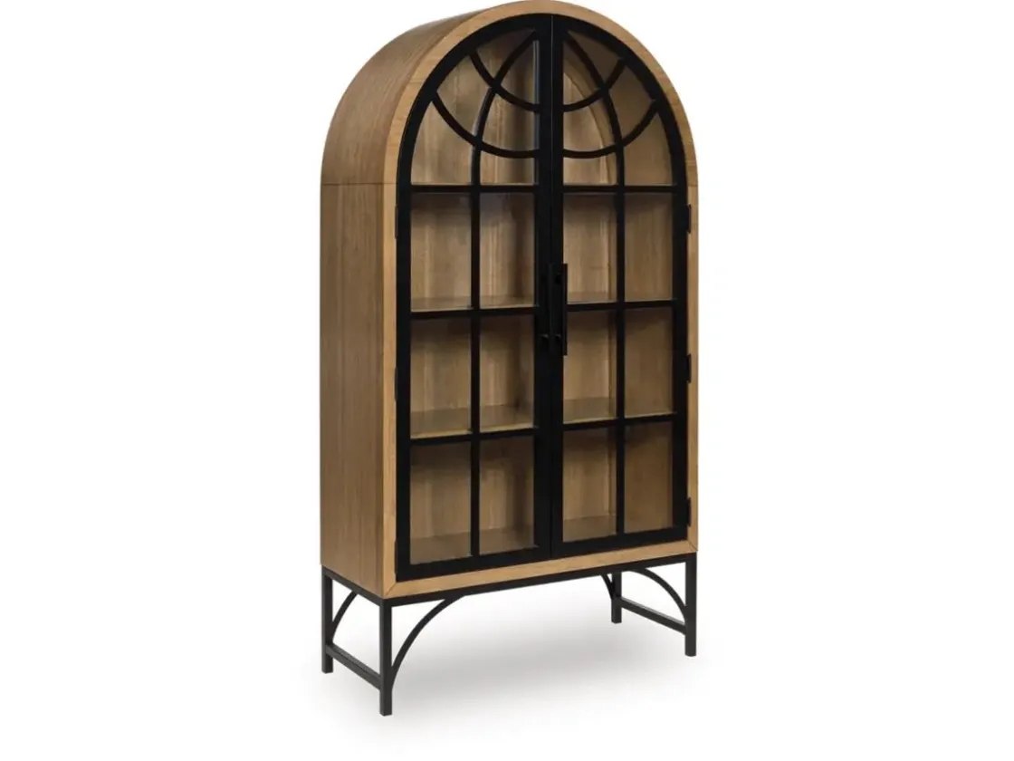 Mor Furniture Gwenwhich Glass Door Chest In Natural Brown/Black
