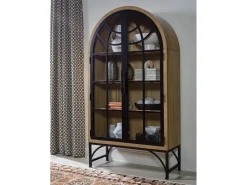 Mor Furniture Gwenwhich Glass Door Chest In Natural Brown/Black