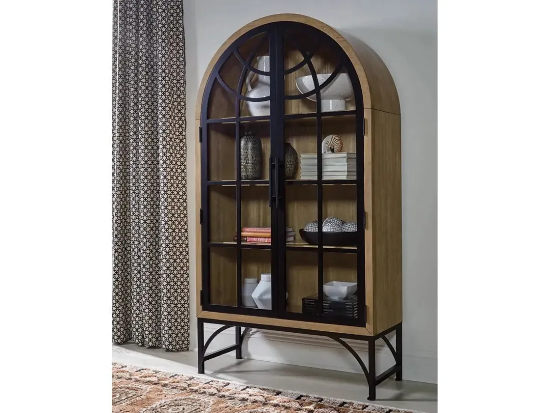 Mor Furniture Gwenwhich Glass Door Chest In Natural Brown/Black