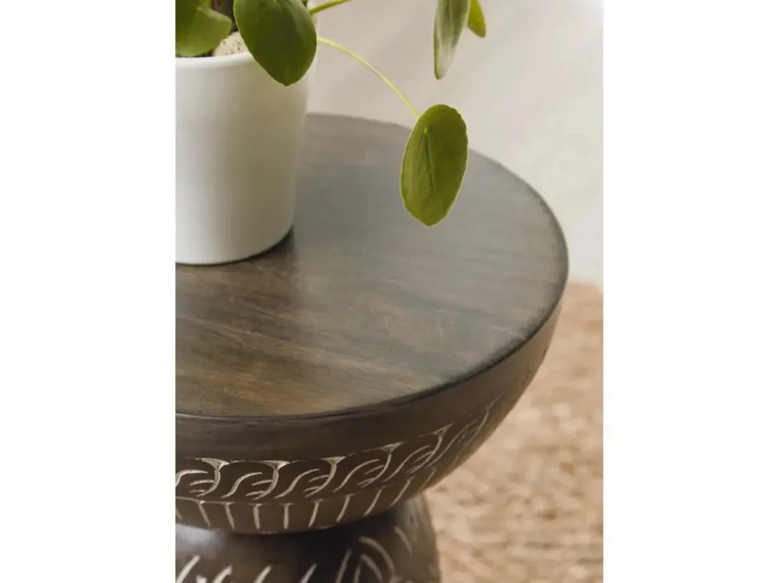 Mor Furniture Hadcher Accent Table In Warm Brown And Cream
