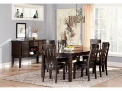 Mor Furniture Haddigan Extendable Dining Table & 6 Chairs In Dark Brown