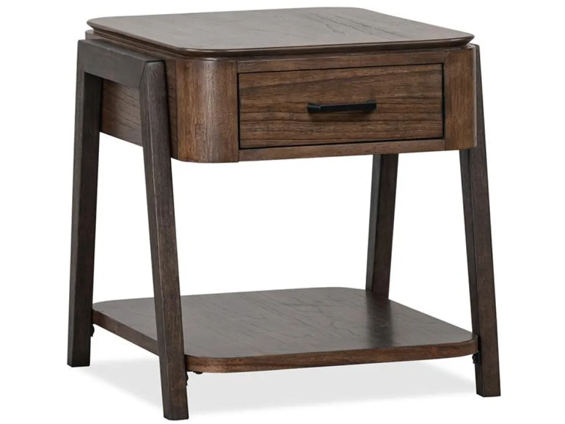 Mor Furniture Hallie Rectangle End Table In Milk Chocolate/Dark Chocolate
