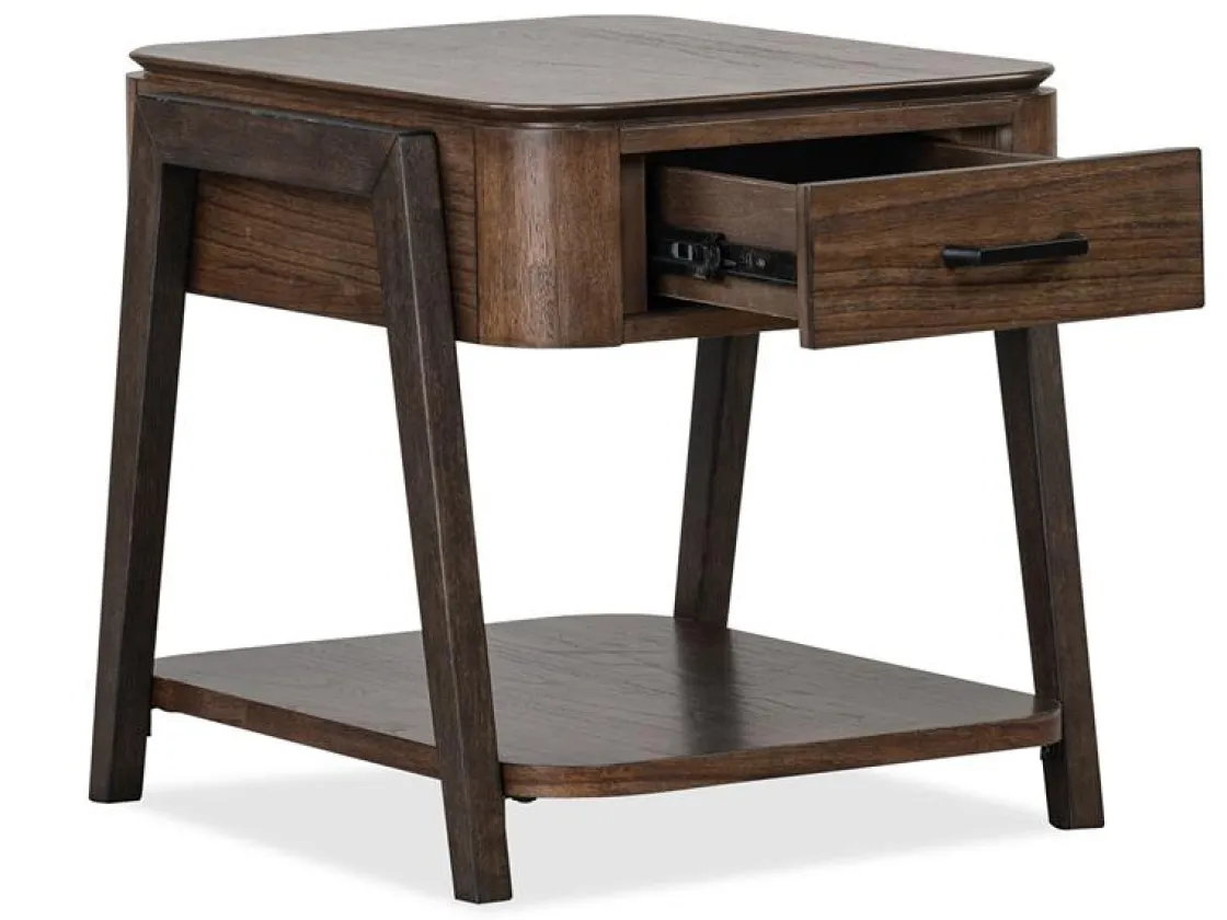 Mor Furniture Hallie Rectangle End Table In Milk Chocolate/Dark Chocolate