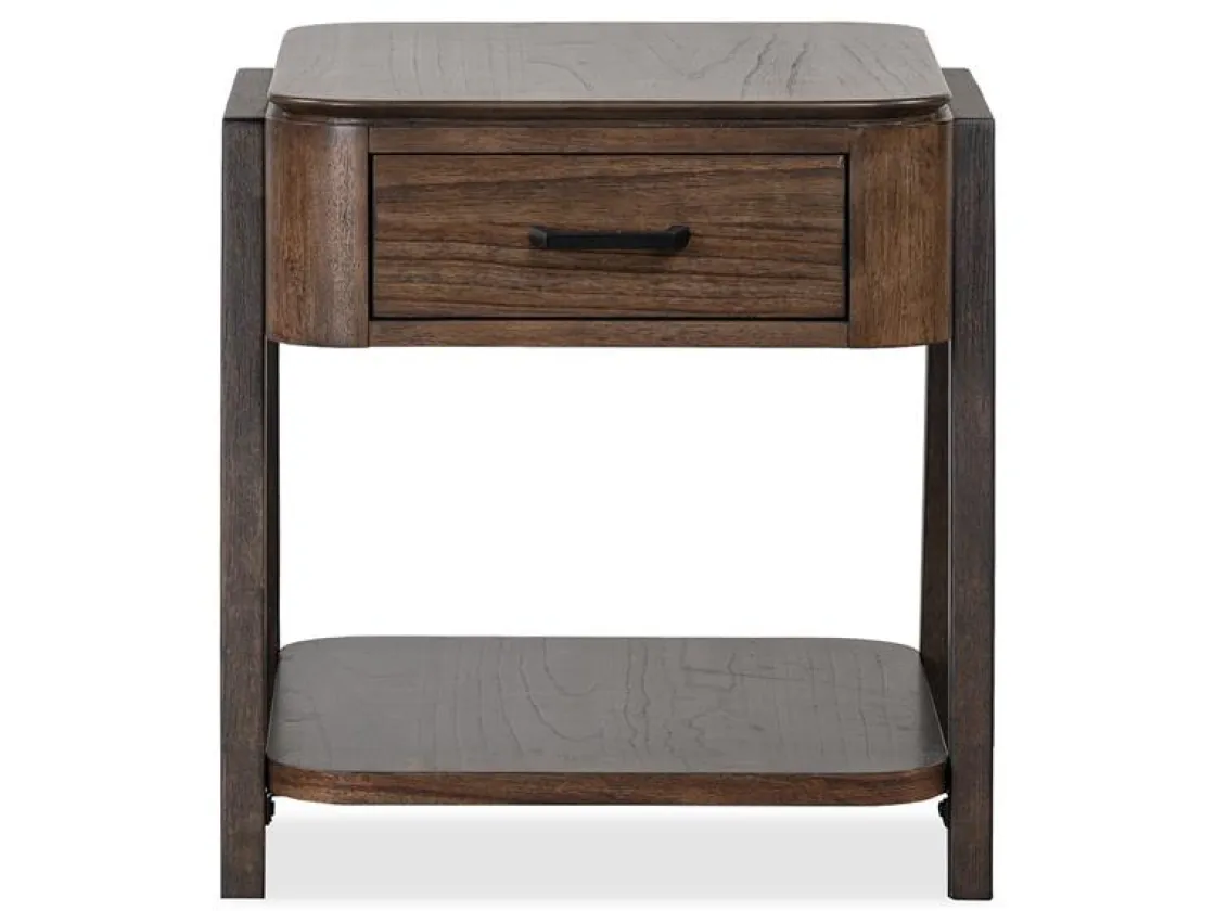 Mor Furniture Hallie Rectangle End Table In Milk Chocolate/Dark Chocolate