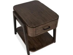 Mor Furniture Hallie Rectangle End Table In Milk Chocolate/Dark Chocolate