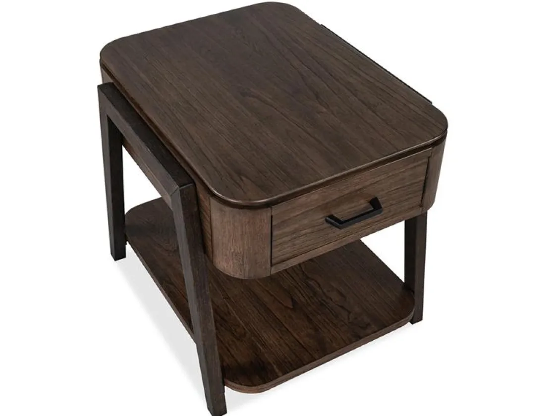 Mor Furniture Hallie Rectangle End Table In Milk Chocolate/Dark Chocolate