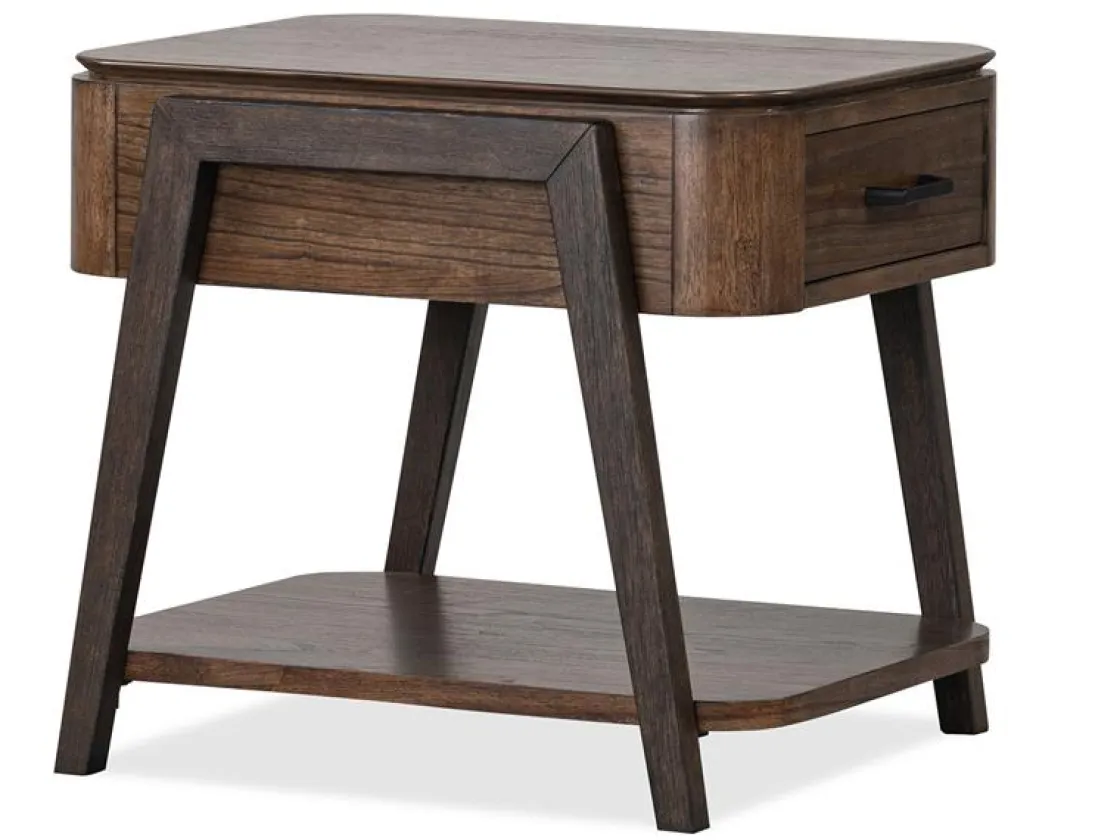 Mor Furniture Hallie Rectangle End Table In Milk Chocolate/Dark Chocolate