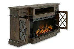 Mor Furniture Harbor Console W/ Fireplace Insert In Brown, 70 Inch
