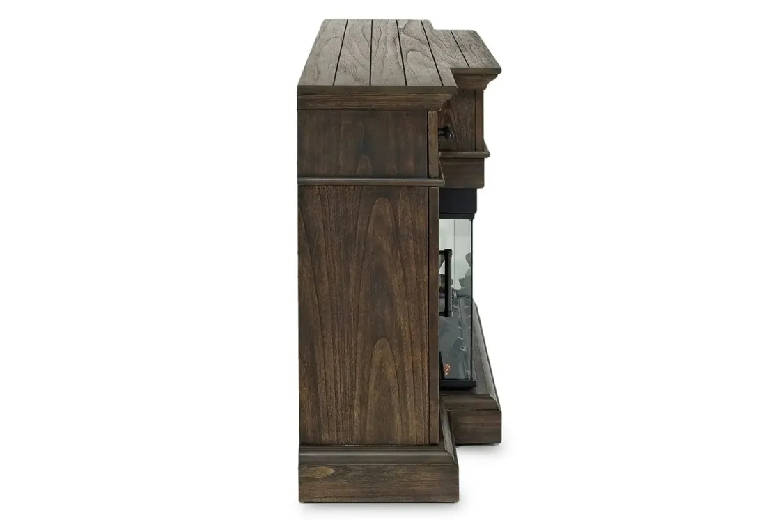 Mor Furniture Harbor Console W/ Fireplace Insert In Brown, 70 Inch
