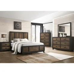 Mor Furniture Harlington Panel Bed, Dresser, Mirror & Nightstand In Walnut, Full