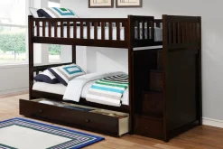 Kids Mor Furniture Harlow Bunk Bed In Espresso, Twin/Twin