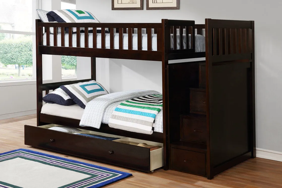Kids Mor Furniture Harlow Bunk Bed In Espresso, Twin/Twin
