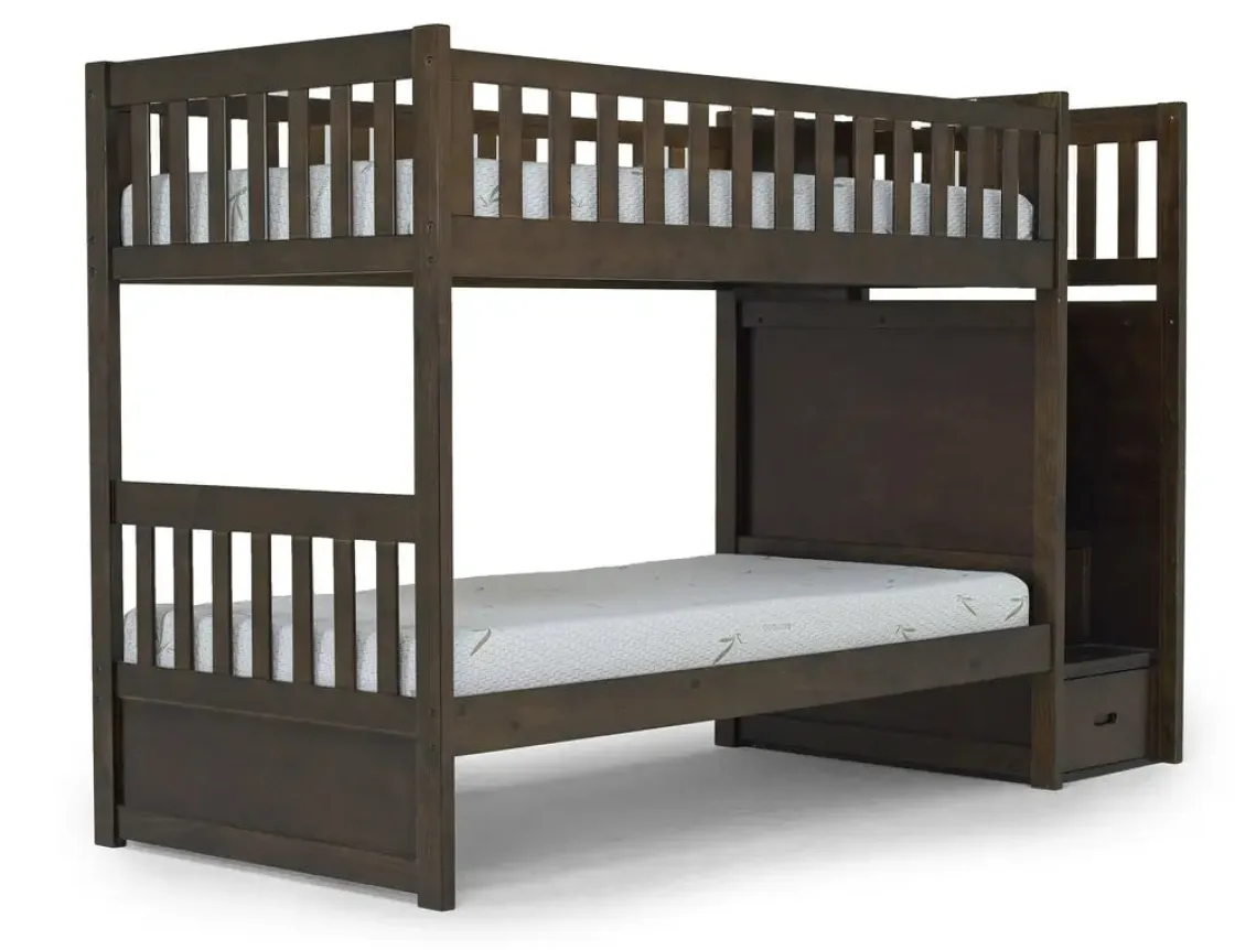 Kids Mor Furniture Harlow Bunk Bed In Espresso, Twin/Twin