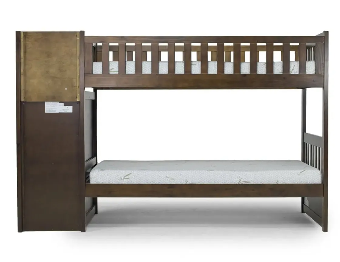 Kids Mor Furniture Harlow Bunk Bed In Espresso, Twin/Twin