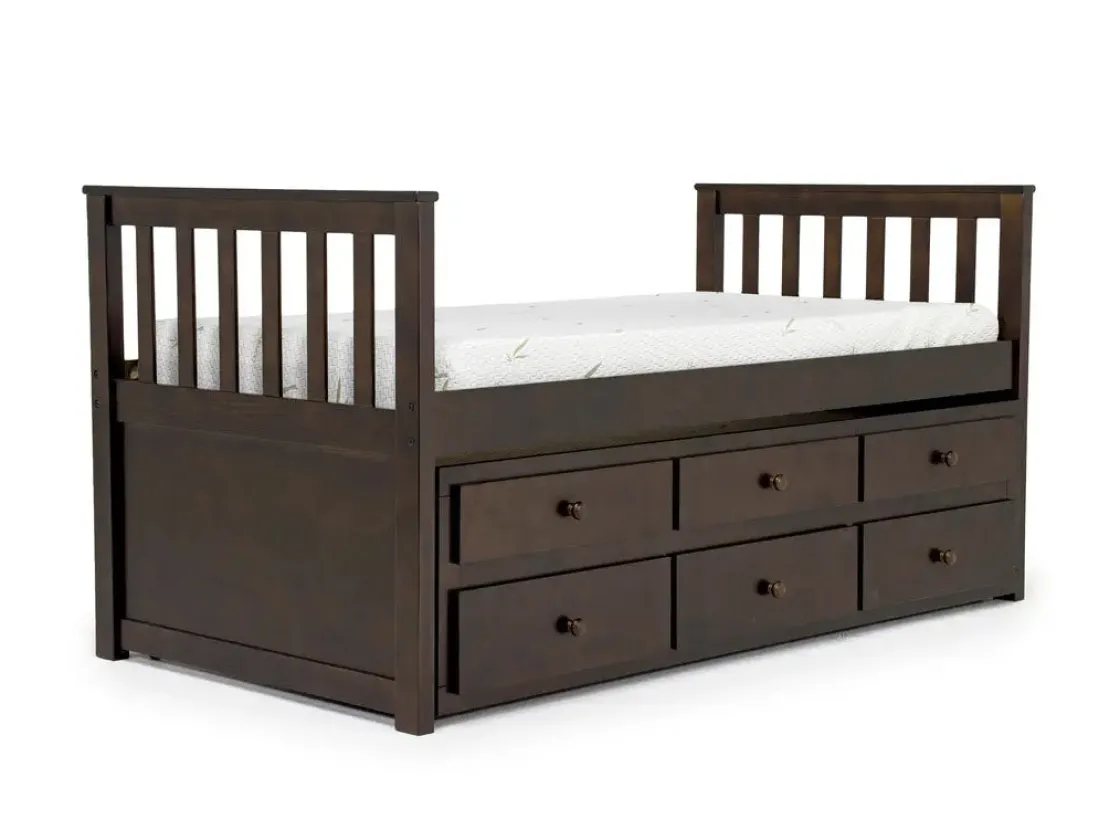 Kids Mor Furniture Harlow Captain Bed W/ Storage Trundle In Espresso