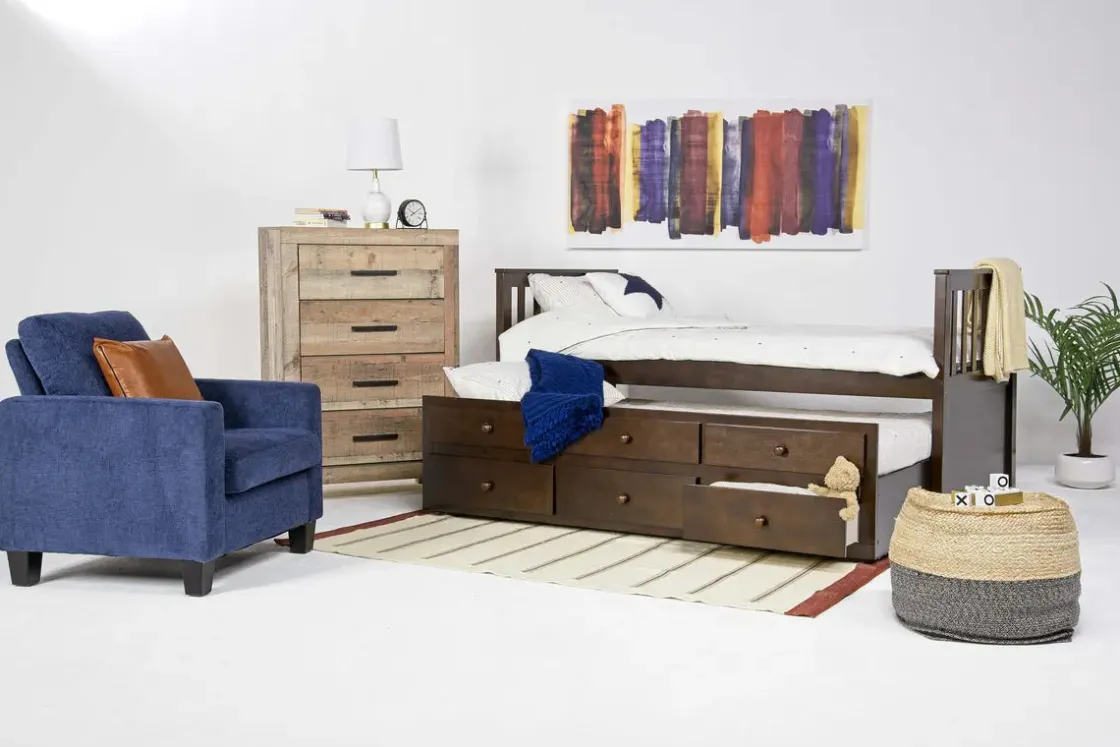 Kids Mor Furniture Harlow Captain Bed W/ Storage Trundle In Espresso