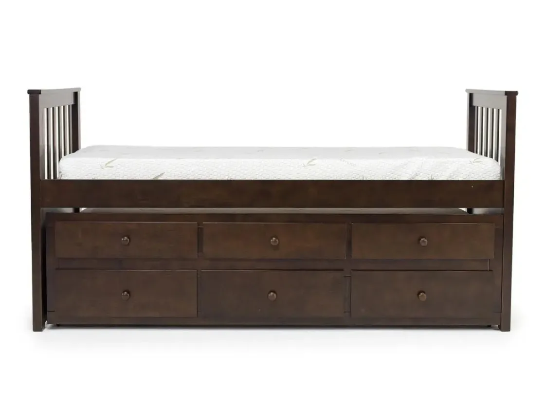 Kids Mor Furniture Harlow Captain Bed W/ Storage Trundle In Espresso
