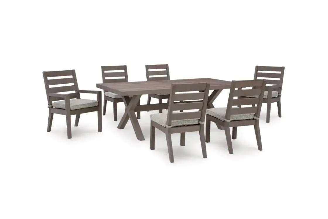 Mor Furniture Hillside Barn Outdoor Dining Table, 4 Side Chairs & 2 Arm Chairs In Gray/Brown