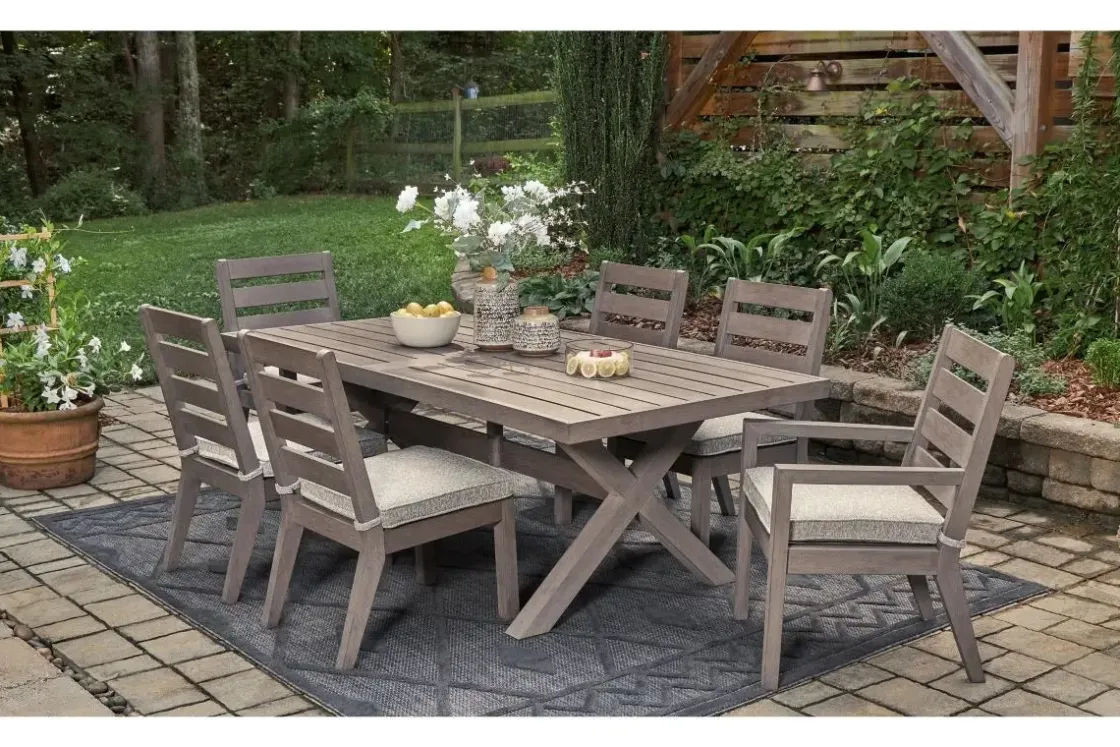 Mor Furniture Hillside Barn Outdoor Dining Table, 4 Side Chairs & 2 Arm Chairs In Gray/Brown