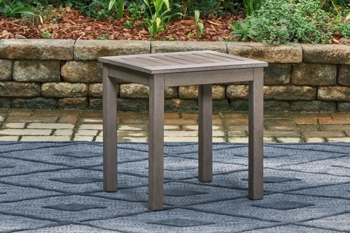 Mor Furniture Hillside Barn Outdoor End Table In Gray/Brown