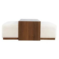 Mor Furniture Hudson Cockatil Ottoman W/ Table In White