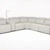 Mor Furniture Imperial 6 Piece 2 Power Sectional W/ 2 Power Armless Recliner In Blanca Light Gray Leather