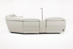 Mor Furniture Imperial 6 Piece 2 Power Sectional W/ 2 Power Armless Recliner In Blanca Light Gray Leather