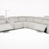 Mor Furniture Imperial 6 Piece 2 Power Sectional In Blanca Light Gray Leather