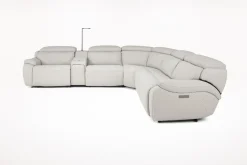 Mor Furniture Imperial 6 Piece 2 Power Sectional In Blanca Light Gray Leather
