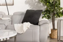 Mor Furniture Imperial 6 Piece 2 Power Sectional In Blanca Light Gray Leather