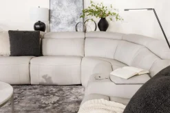 Mor Furniture Imperial 6 Piece 2 Power Sectional In Blanca Light Gray Leather