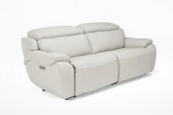 Mor Furniture Imperial 2 Power Loveseat In Blanca Light Gray Leather