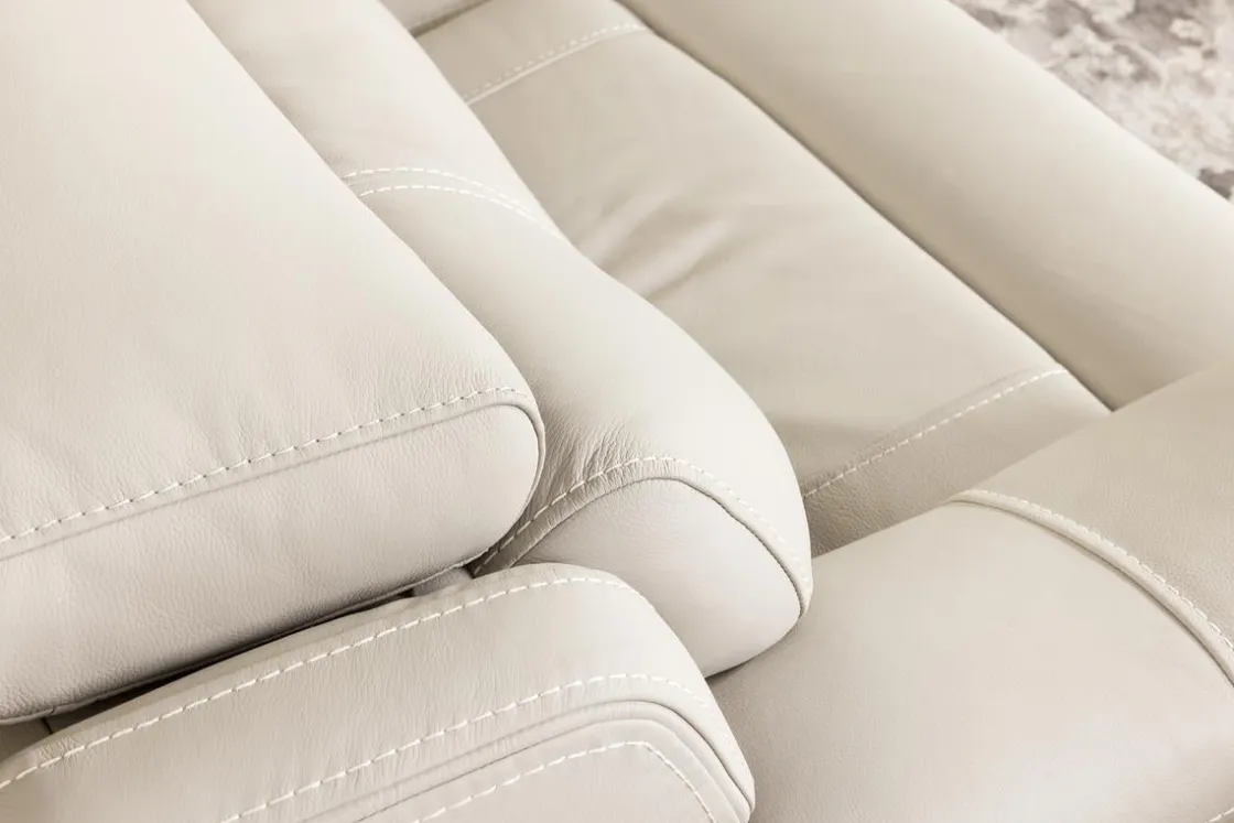Mor Furniture Imperial 2 Power Sofa & Loveseat In Blanca Light Gray Leather