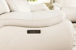 Mor Furniture Imperial 2 Power Sofa & Loveseat In Blanca Light Gray Leather
