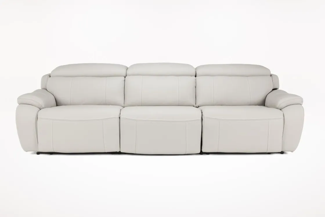 Mor Furniture Imperial 2 Power Sofa In Blanca Light Gray Leather