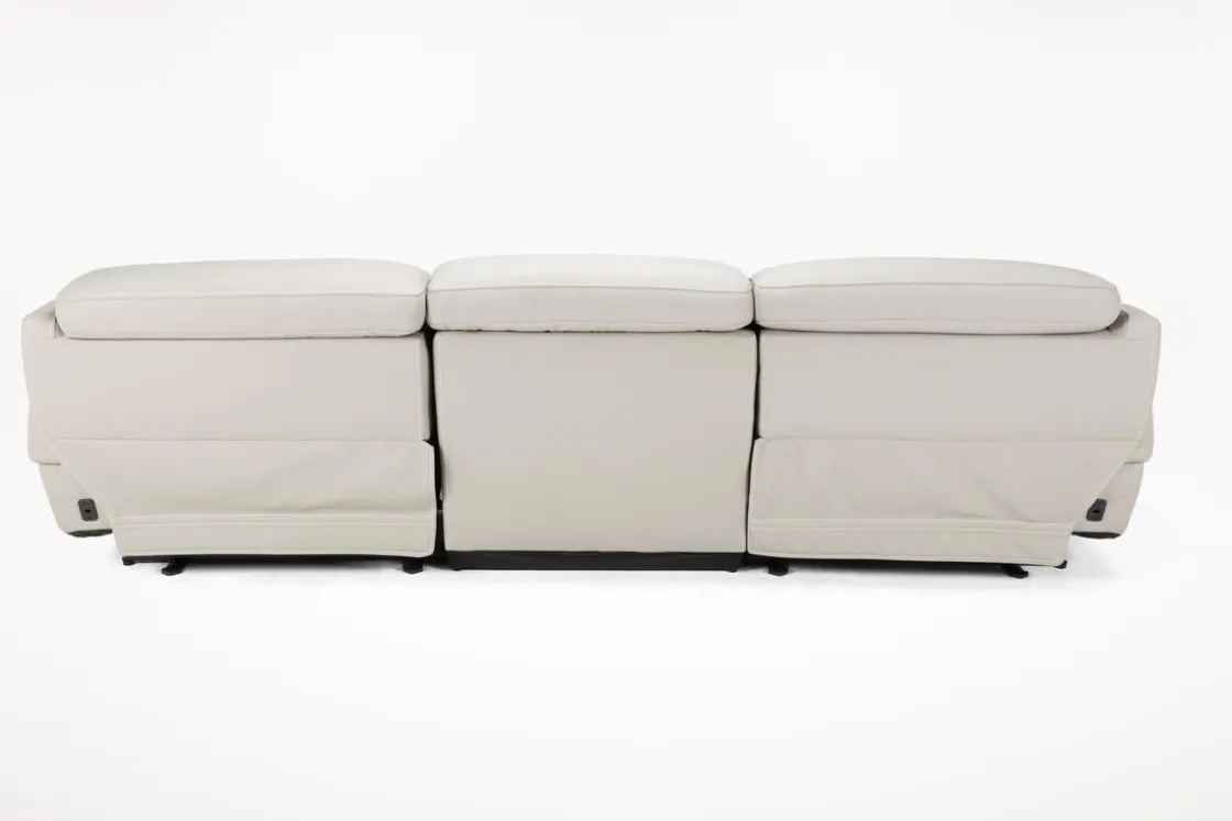 Mor Furniture Imperial 2 Power Sofa In Blanca Light Gray Leather