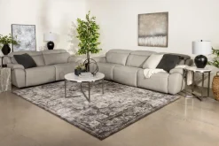 Mor Furniture Imperial 2 Power Sofa In Blanca Light Gray Leather
