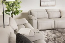 Mor Furniture Imperial 2 Power Sofa In Blanca Light Gray Leather