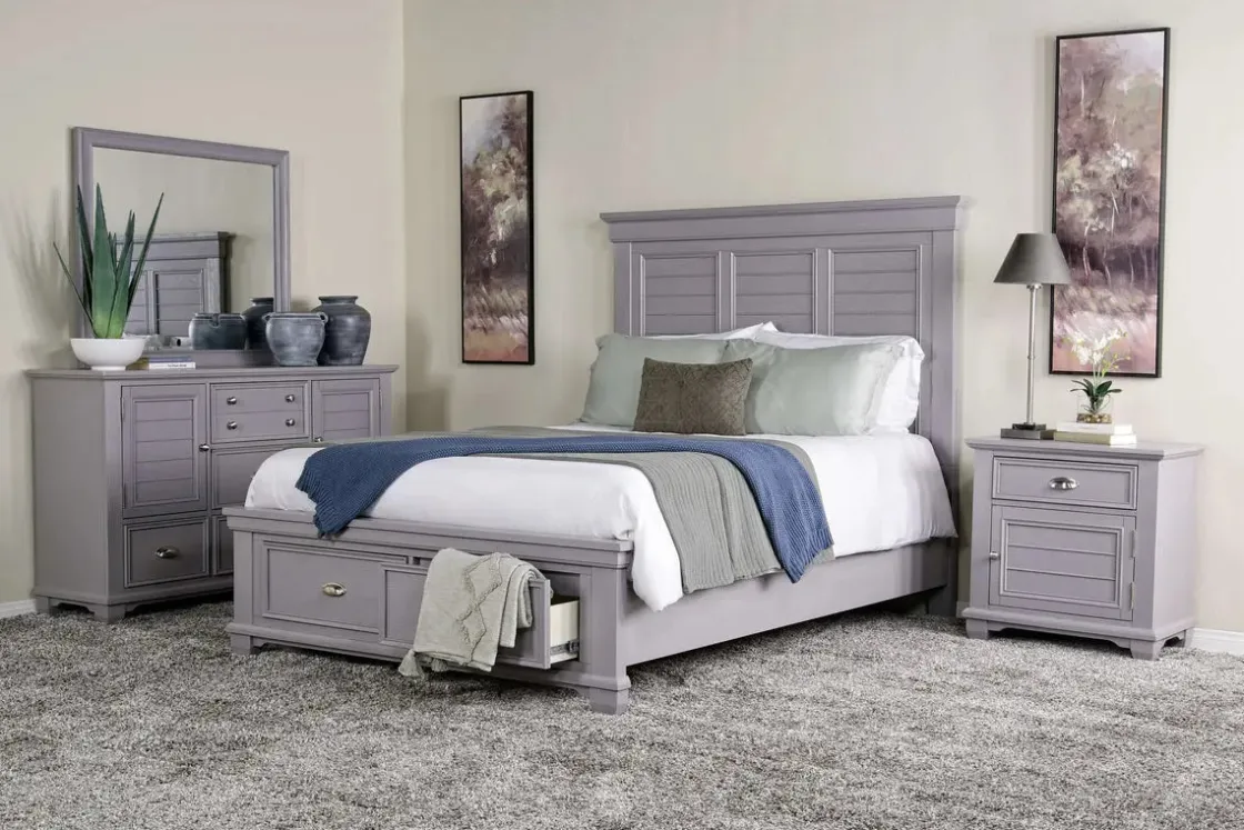 Mor Furniture Jamestown Storage Bed, Dresser, Mirror & Nightstand In , Queen